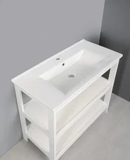 Kúpeľňový nábytok AQUALINE - ETIDE policová umyvadlová skříňka 81,5x86x44 cm, matná biela ET830