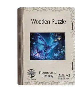 Limitovaná edícia Trigo Drevené puzzle Fluorescenčný motýľ A3