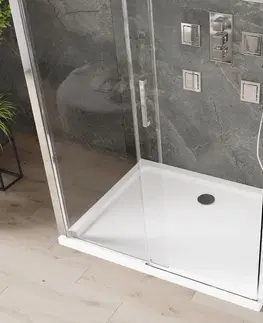 Vane MEXEN/S - OMEGA sprchovací kút 3-stenný 140x100, transparent, chróm + vanička vrátane sifónu 825-140-100-01-00-3s-4010