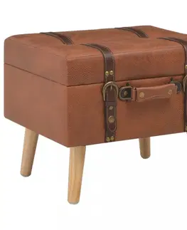 Lavice a stoličky Stolička s úložným priestorom umelá koža / drevo Dekorhome Bronzová