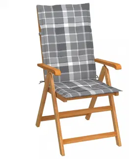 Zahradné stoličky Skladacia záhradná stolička s poduškami teak / látka Dekorhome Krémová