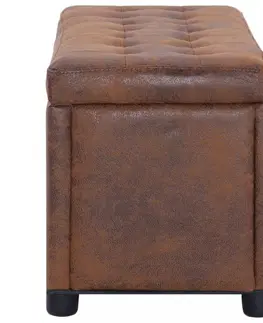 Lavice a stoličky Lavica s úložným priestorom Dekorhome Sivá