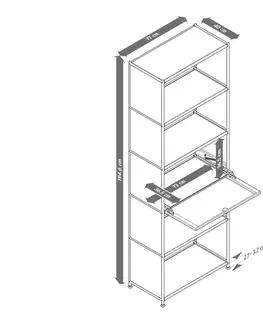 Bookcases & Standing Shelves Vysoký kovový regál »CN3« s výklopnou priehradkou, čierny