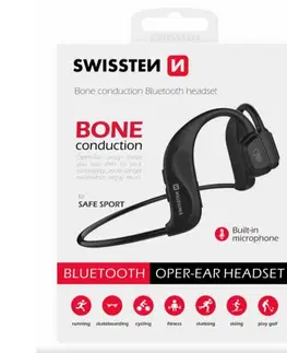 Slúchadlá Swissten Bluetooth Earbuds bone conduction, čierne