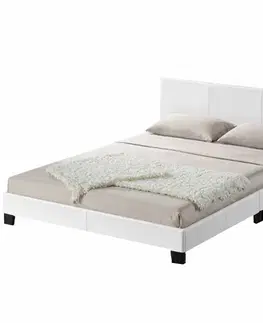 Postele KONDELA Daneta 160 čalúnená manželská posteľ s roštom biela / čierna