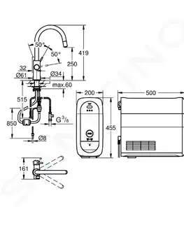 Kuchynské drezy GROHE GROHE - Blue Home Drezová batéria Connected, s chladiacim zariadením a filtráciou, chróm 31541000