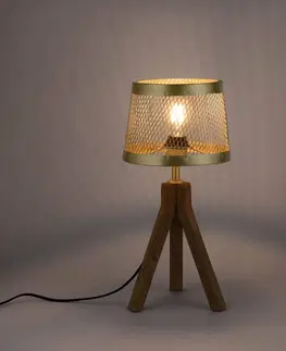 Stolové lampy JUST LIGHT. Drevená stolová lampa Frederik, trojnožka