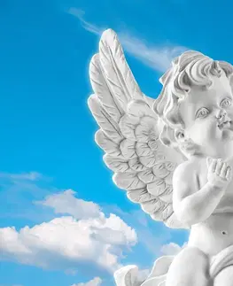 Obrazy anjelov Obraz starostlivý anjelik na nebi
