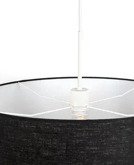 Zavesne lampy Moderná závesná lampa biela s čiernym tienidlom 50 cm - Combi 1