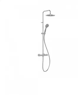 Kúpeľňové batérie Tres BASE PLUS chrom sprchový set termostatický nástěnný s hlavovou a ruční sprchou 21639301 TG 21639301