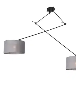 Zavesne lampy Závesná lampa čierna s tienidlom 35 cm sivá nastaviteľná - Blitz II