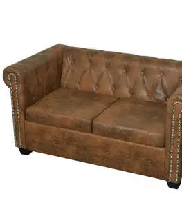 Pohovky a gauče Pohovka Chesterfield 2-sedadlo umelá koža Dekorhome Biela