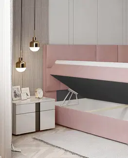 Postele NABBI Ferine 145 čalúnená manželská posteľ s úložným priestorom cappuccino