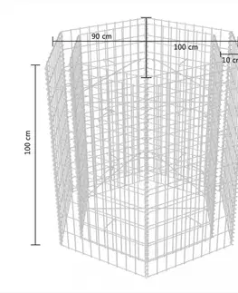 Vyvýšené záhony Šesťhranný gabiónový vyvýšený záhon Dekorhome 100x90x50 cm