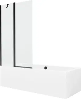 Sprchové dvere MEXEN/S - Cube obdĺžniková vaňa 170 x 80 cm s panelom + vaňová zástena 100 cm, transparent, čierna 550517080X9410117000