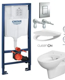 Záchody Rapid SL pre závesné WC 38528SET s chrómovou doskou + WC CERSANIT CLEANON PARVA + SEDADLO 38772001 PA2
