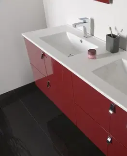 Kúpeľňa SAPHO - MITRA umývadlová skrinka vr. umývadlá, 3 zásuvky, 150x70x46 cm, bordo 2XMT0831601-150