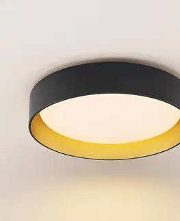 Stropné svietidlá Lindby Lindby Gracjan stropné LED svetlo CCT čierna zlatá