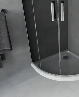 Vane MEXEN/S - Rio štvrťkruhový sprchovací kút 80 x 80 cm, grafit, chróm + vanička so sifónom Flat, biela 863-080-080-01-40-4110