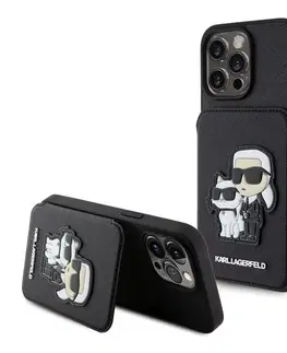 Puzdrá na mobilné telefóny Puzdro Karl Lagerfeld PU Saffiano Card Slot Stand Karl and Choupette pre Apple iPhone 15 Pro, čierne 57983116863