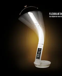 Stolové lampy Retlux RTL 203 Stolná LED lampa s displejom a Qi dobíjaním biela, 6 W