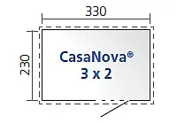 CASANOVA Biohort Záhradný domček BIOHORT CasaNova 330 x 230 (strieborná metalíza) orientace dverí vľavo