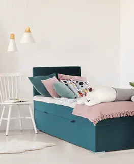 Postele Boxspringová posteľ, jednolôžko, zelená, 80x200, ľavá, SAFRA