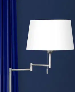 Stojacie lampy Steinhauer Strieborná stojaca lampa MEANDER látkové tienidlo