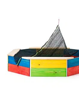 Pieskoviská Woody Pieskovisko drevené farebné, 130 x 130 x 26 cm