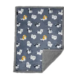 Deky Obojstranná baránková deka, sivá/detský vzor, 80x110cm, PETES