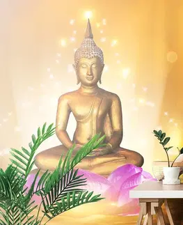 Samolepiace tapety Samolepiaca tapeta socha Budhu na lotosovom kvete