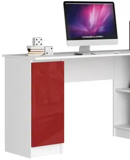 Písacie stoly Moderný písací stôl SCYL155P, biely / červený lesk