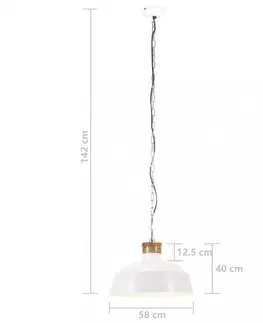 Osvetlenie Závesná lampa biela / mangovníkové drevo Dekorhome 32 cm
