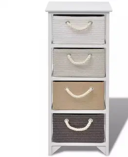 Komody Komoda so 4 zásuvkami biela / sivá / hnedá Dekorhome