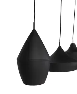 Zavesne lampy Škandinávska závesná lampa čierna so zlatými 3-svetlami - Depeche