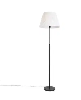 Stojace lampy Stojacia lampa čierna s riaseným tienidlom krémová 45 cm nastaviteľná - Parte