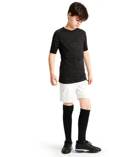 nordic walking Detské spodné tričko na futbal Keepdry 500 s krátkymi rukávmi čierne