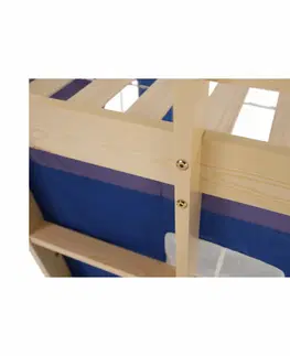 Postele Posteľ s PC stolom, borovicové drevo/modrá, 90x200, ALZENA
