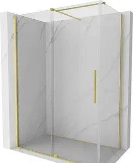 Sprchovacie kúty MEXEN/S - Velár sprchovací kút 140 x 70, transparent, zlatá kartáčovaná 871-140-070-01-55