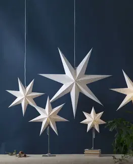 Vianočné svetelné hviezdy STAR TRADING Stojacia hviezda Sensy, výška 78 cm, biela