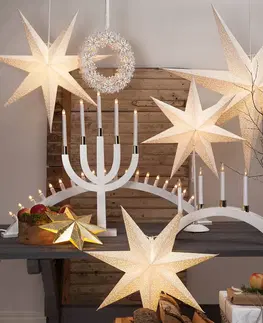 Vianočné svetelné hviezdy STAR TRADING Bodkovaná papierová hviezda so vzorom dierok, biela Ø 70 cm