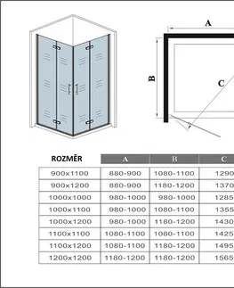 Sprchovacie kúty H K - Sprchovací kút MELODY BLACK R1112, 110x120 cm so zalamovacími dverami SE-MELODYBLACKR1120