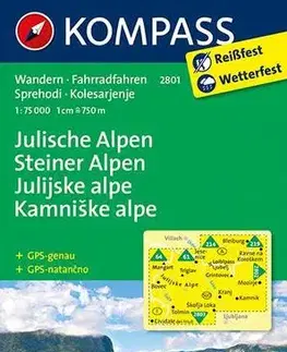 Turistika, skaly Julische Alpen/Steiner Alpen 2801 - mapa 1:75 000