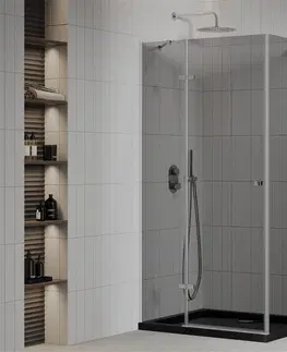 Vane MEXEN/S - Roma sprchovací kút 90x100 cm, grafit, chróm + čierna vanička so sifónom 854-090-100-01-40-4070