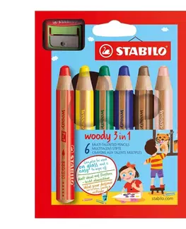 Hračky STABILO - Pastelky woody 3 in 1 sada 6 ks + strúhadlo