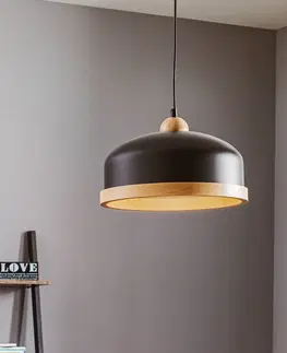 Závesné svietidlá Eko-Light Závesná lampa Studio drevený dekór 1-pl čierna