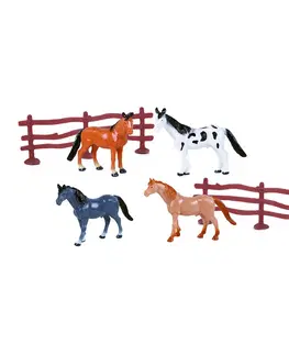 Hračky - figprky zvierat RAPPA - Kone s ohradou 4 ks vo vrecku