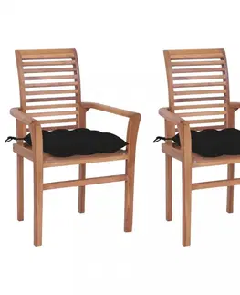 Zahradné stoličky Záhradná jedálenská stolička s poduškou 2 ks teak Dekorhome Vínová