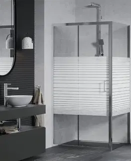 Sprchovacie kúty MEXEN/S - APIA sprchovací kút 125x100 cm, dekor - pruhy, chróm 840-125-100-01-20