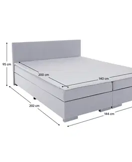 Postele Boxspringová posteľ, svetlosivá, 140x200, ADARA